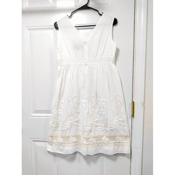 Adrianna Papell White V-Neck Boho Festival Weddinguest Sleeveless Lace Dress 10 - Picture 6 of 10